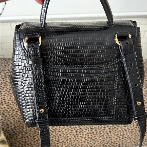 Polene Numéro Un Nano Crocodile Textured Black Leather Crossbody Bag - Picture 3 of 9